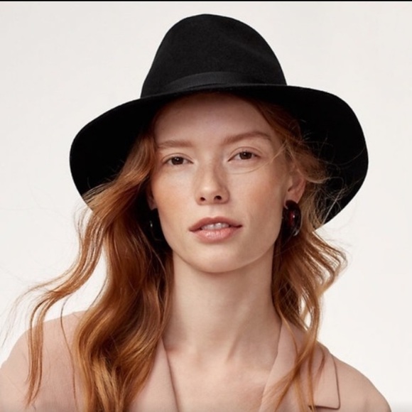 •AUXILIARY• Aritzia Black Wool Fedora Hat - Picture 1 of 5